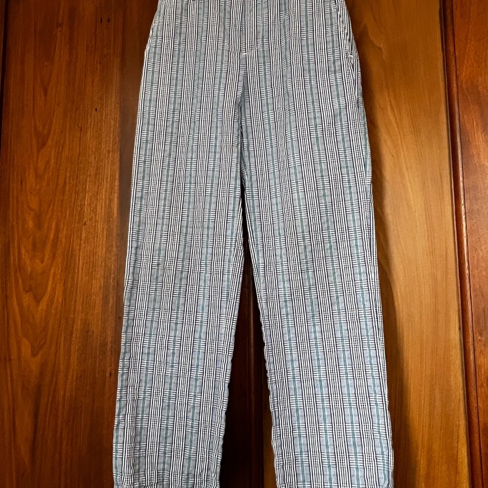 Brooks Brothers Boy’s Blue & Teal Plaid Seersucker Chinos